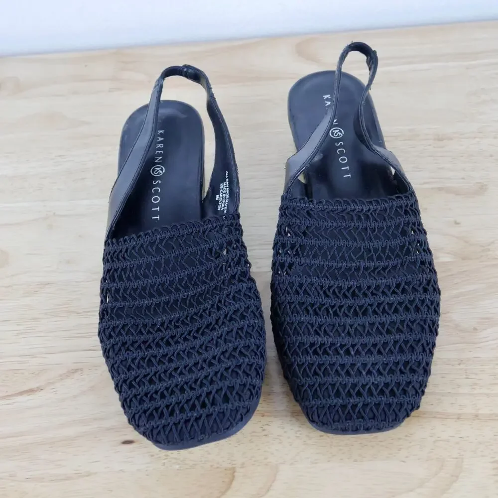 Vintage Size 8 Heels Slingback Woven Mesh Shoes Y2K Day Heel Fisherman Minimal